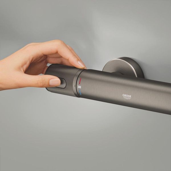 Grohe Precision Feel Thermostat-Brausebatterie mit ProGrip Rändelstruktur, hard graphite gebürstet 34790AL0
