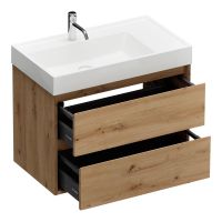 Vorschau: Burgbad Devio Mineralguss-Waschtisch 80cm mit Unterschrank, 2 Auszüge