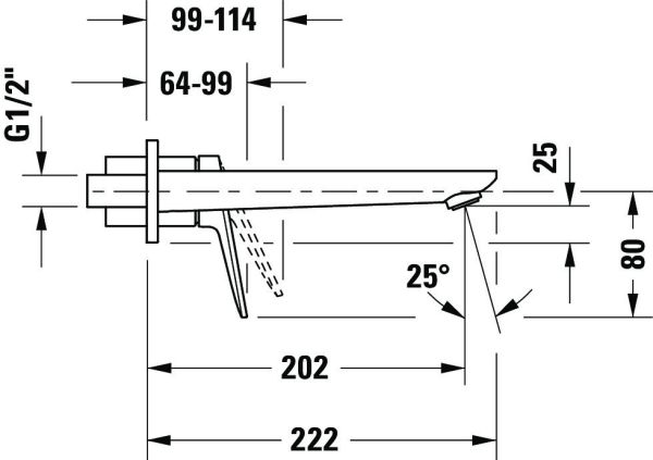 Duravit Wave Einhebel-Waschtischarmatur Unterputz für Wandmontage, schwarz matt WA1070004046