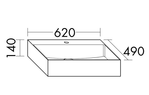 Burgbad Sys30 Mineralguss-Aufsatzwaschtisch, 62x49cm