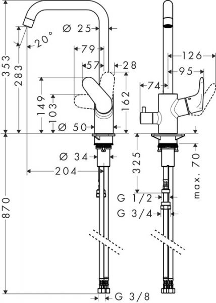 Hansgrohe Focus M41 Einhebel-Küchenmischer 260 mit Geräteabstellventil, chrom