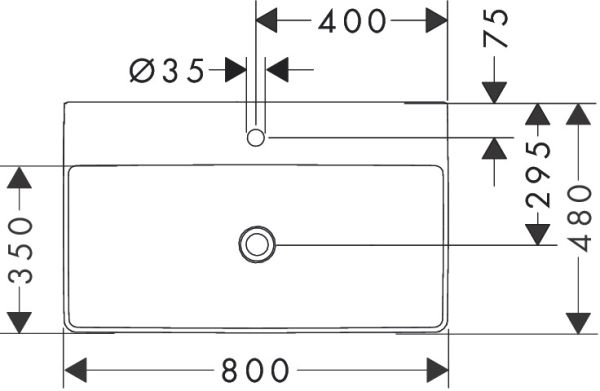 Hansgrohe Xelu Q Waschbecken 80x48cm mit Hahnloch, ohne Überlauf, ungeschliffen, weiß