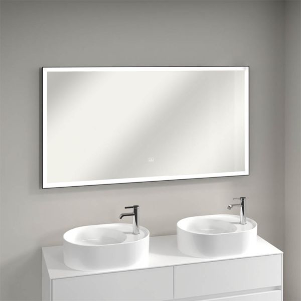 Villeroy&Boch Subway 3.0 LED-Spiegel, 140x75cm, mit Sensordimmer, schwarz matt A46314BC