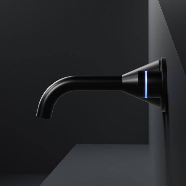 Steinberg Serie 310 iconic elektronische Wand-Waschtischarmatur schwarz matt 3101814S