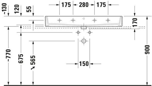 Duravit Vero Air Waschtisch rechteckig 100x47cm, mit Überlauf, ohne Hahnloch, weiß 2350100028