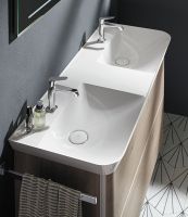 Vorschau: Burgbad Iveo Mineralguss-Doppelwaschtisch mit Waschtischunterschrank, 2 Auszüge, 120cm eiche dekor flanelle