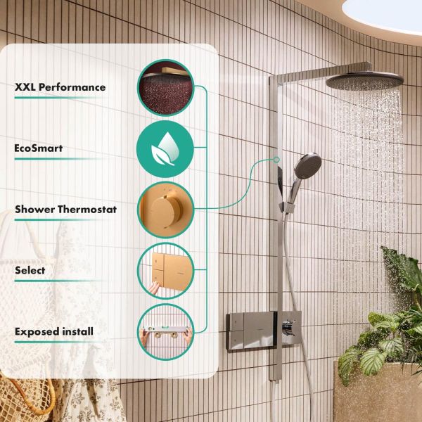 hansgrohe Raindance Alive S Duschsystem 300 EcoSmart, ShowerSelect Comfort, brushed bronze