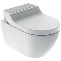 Geberit AquaClean Tuma Comfort Wand-Dusch-WC Komplettanlage, weiß/edelstahl gebürstet