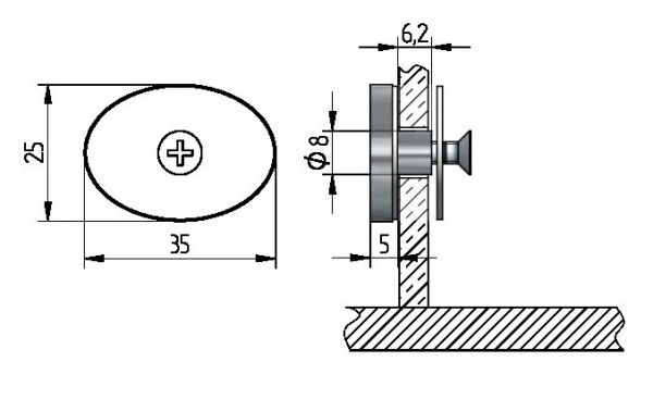 Avenarius Glasbefestigung für Fußstütze für Glasstärke 6-10mm