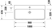 Vorschau: Duravit Qatego Waschtisch 100x47cm wandhängend, mit Hahnloch, weiß