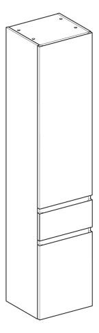 Geberit Renova Plan Hochschrank mit zwei Türen und einer Schublade, 39x180cm weiß