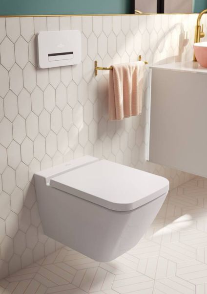 Villeroy&Boch ViConnect WC-Betätigungsplatte, 2-Mengen-Spülung, 200G ProActive+, glass glossy white 922311RE12