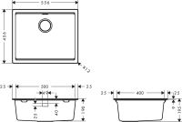 Vorschau: Hansgrohe S53 S530-U500 Granit-Unterbauspüle 50x50xm mit Ablaufgarnitur