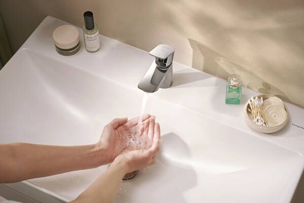 hansgrohe Neovis Q Waschtischarmatur 70 CoolStart mit Metall Push-Open Ablaufgarnitur, chrom