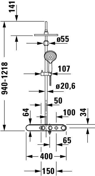 Duravit Shower System/Duschsystem mit Brausethermostat, chrom