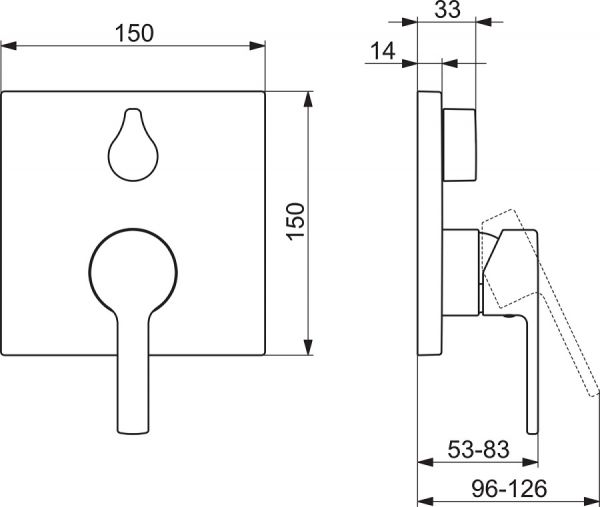Hansa Hansaronda Fertigmontageset mit Funktionseinheit Einhand-Wannen-Batterie, Rosette eckig, chrom