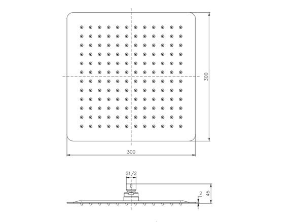 Avenarius Shower Regenbrause extra flach 30x30cm, chrom