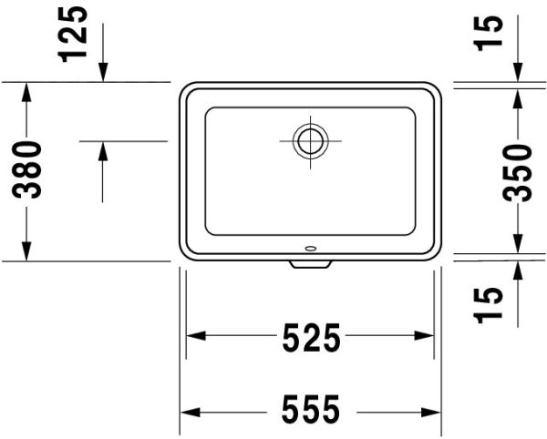 Duravit Universal Unterbauwaschtisch rechteckig 52,5x35cm, mit Überlauf, ohne Hahnloch, weiß 0316530000