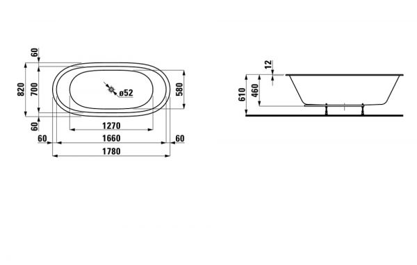 Laufen IL BAGNO ALESSI ONE Einbau-Badewanne, 178x82cm, weiß H2459710000001_1