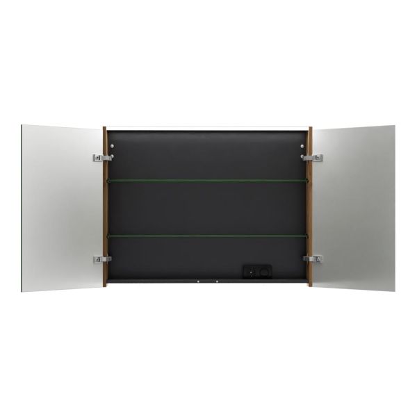 Burgbad Devio Spiegelschrank 100x76cm, LED-Beleuchtung, 2 Spiegeltüren, eiche dekor urban SPWD100F7216 