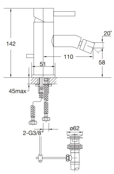 Steinberg Serie 100 Bidet-Enhebelmischer Ausladung 110mm