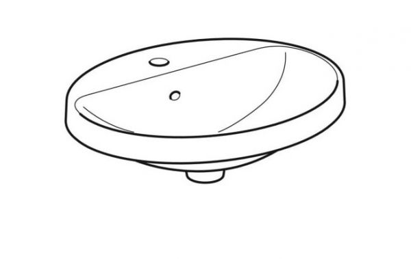 Geberit VariForm Einbauwaschtisch mit 1 Hahnloch, Unterseite glasiert, oval, Breite 50cm, weiß
