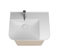 Vorschau: Burgbad Iveo Mineralguss-Waschtisch mit Unterschrank und LED-Beleuchtung, 2 Auszüge, 65cm eiche dekor cashmere