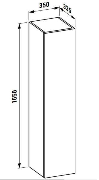 Laufen IL BAGNO ALESSI ONE Hochschrank 1650, 1 Tür, Scharnier links, technische Zeichnung