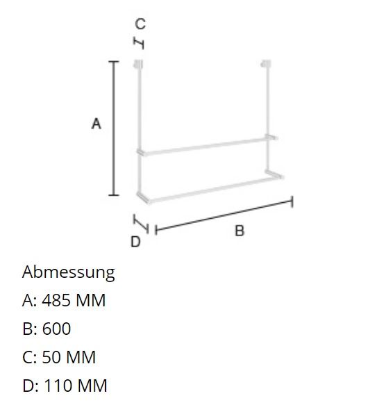 Smedbo Sideline Doppelhandtuchhalter 60cm für Glasduschwand, chrom