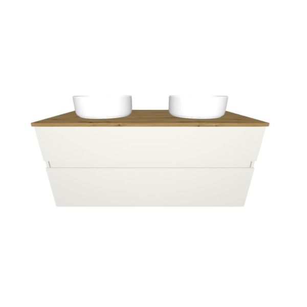 Burgbad Sys30 Unterschrank 120cm mit 2 Aufsatzbecken, weiß matt / eiche dekor urban