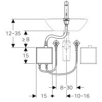 Vorschau: Geberit Waschtischarmatur Brenta, Standmontage, Batteriebetrieb, mit AP-Funktionsbox, chrom