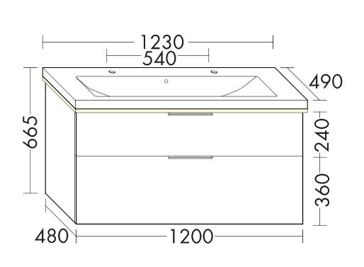 Burgbad Eqio Keramik-Doppelwaschtisch 123cm mit Unterschrank und LED-Beleuchtung