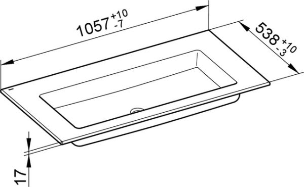 Keuco Royal 60 Keramik-Waschtisch ohne Hahnloch, 105,7x1,7x53,8cm 32150311000