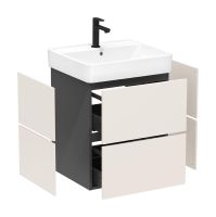 Vorschau: hansgrohe Xilesa E Unterschrank 48x47cm für Handwaschbecken mit 2 Schubkästen, Grifffuge