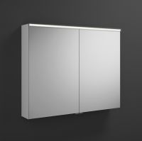 Burgbad Eqio Spiegelschrank mit horizontaler LED-Beleuchtung und 2 Spiegeltüren, 100x80cm, weiß hochglanz SPGS100F2009 