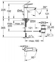 Vorschau: Grohe Start Quick-Fix Einhand-Waschtischbatterie, Mittelstellung kalt, M-Size, chrom 23552002 Zeichnung