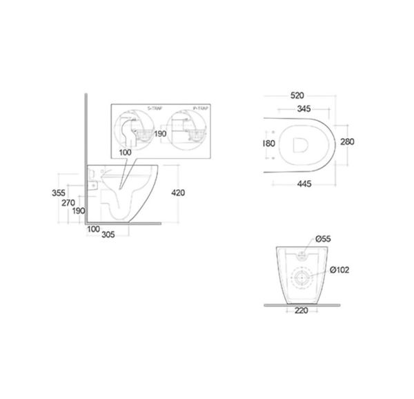 Kludi RESA D Spiralflush-Stand-WC 52cm, weiß