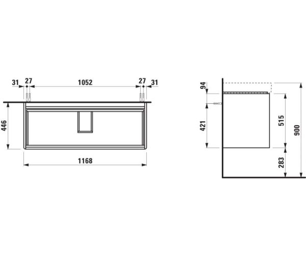 Laufen Base 2.0 Waschtischunterbau 117cm für Waschtisch Pro S H814965