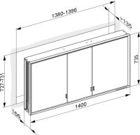 Vorschau: Keuco Royal Lumos Spiegelschrank für Wandeinbau, 3 lange Türen, DALI-steuerbar, 140x73,5cm 14316172303