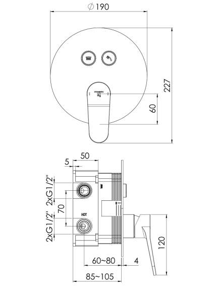 Steinberg Serie 340 Fertigmontageset für Wanne/Brause-Einhebelmischer