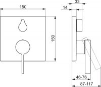 Vorschau: Hansa Hansaloft Einhand-Wannen-Batterie Fertigmontageset, eckig, chrom