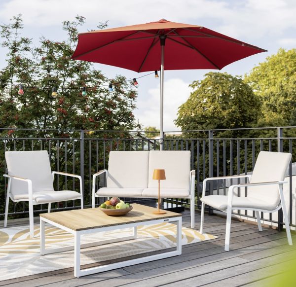 KETTLER DINING DIAMOND Lounge 2er Bank Sunbrella®, weiß matt/ natte linen