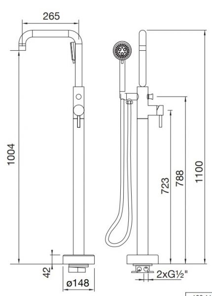 Steinberg Serie 100 freistehende Wannen-Armatur Ausladung 265mm, chrom