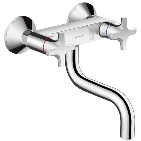 Hansgrohe Logis M32 2-Griff Küchenmischer Wandmontage Lowspout, chrom