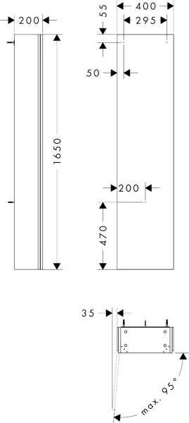 hansgrohe Xilesa E Hochschrank 40x20x165cm mit 1 Tür
