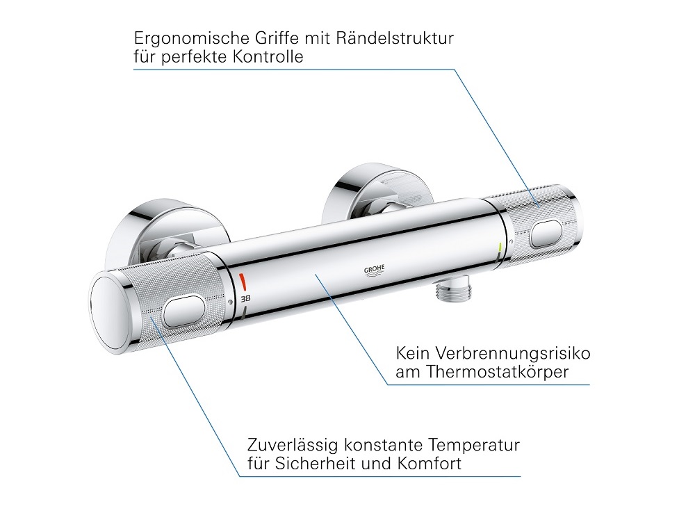 Grohe Precision Feel Thermostat-Batterie ProGrip, chrom 34790000 Vorteile
