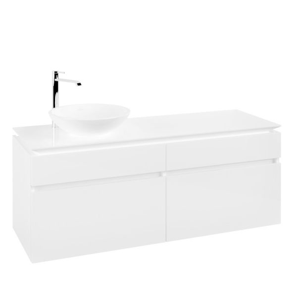 Villeroy&Boch Legato Waschtischunterschrank 140x50cm für Aufsatzwaschtisch, 4 Auszüge glossy white B58800DH1