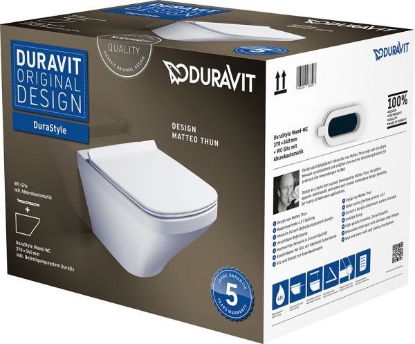 Duravit DuraStyle Wand-WC Set mit SoftClose WC-Sitz 54x37,4cm, weiß