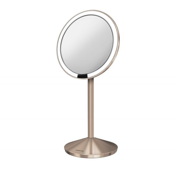 simplehuman faltbarer Sensorspiegel Ø12cm, 10-fache Vergrößerung, wiederaufladbar, roségold