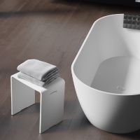 Vorschau: RIHO Solid Surface Badezimmer Duschhocker, weiß matt